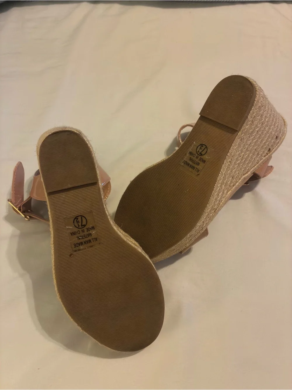 Womens Nude Platform Espadrille Wedge Sandals